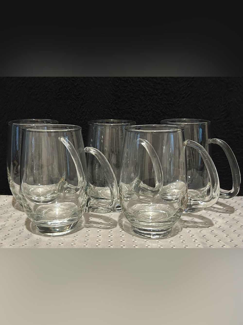 Libbey TEMPO Clear Glass Coffee Beer Mug Cup w/ Handles Set of 5